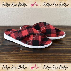 🌹 Very G Gypsy Jazz Buffalo Plaid Ocean Sandals